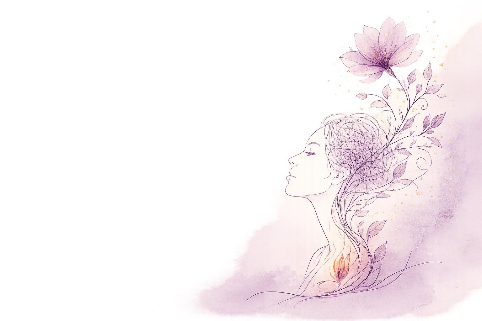 Watercolor illustration of a woman blooming with botanical growth